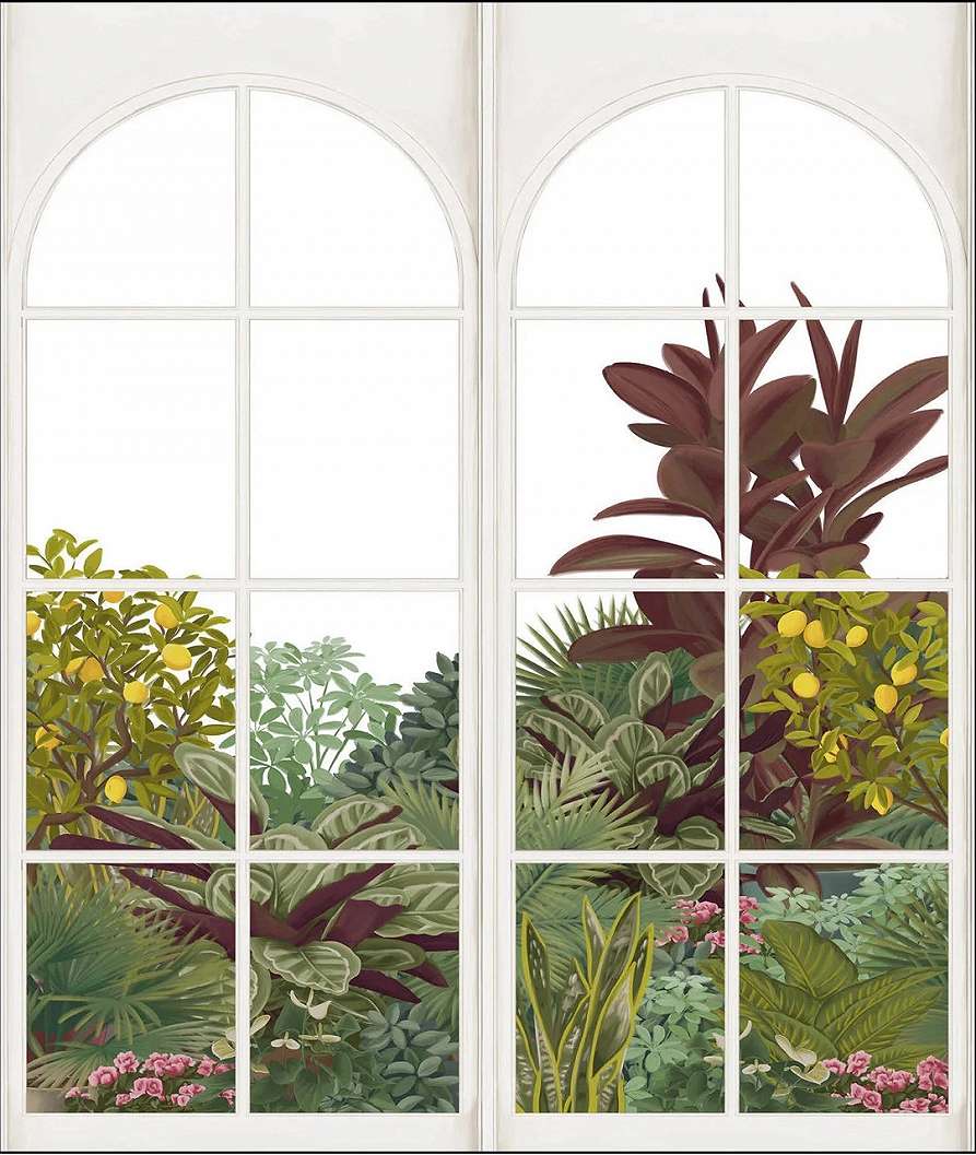 Design posztertapéta kilátás a kertre mintával S