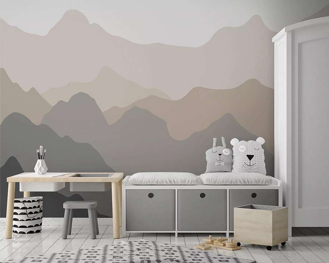 Fotótapéta gyerekszobába barna hegyvonulat mintával 368x254 vlies