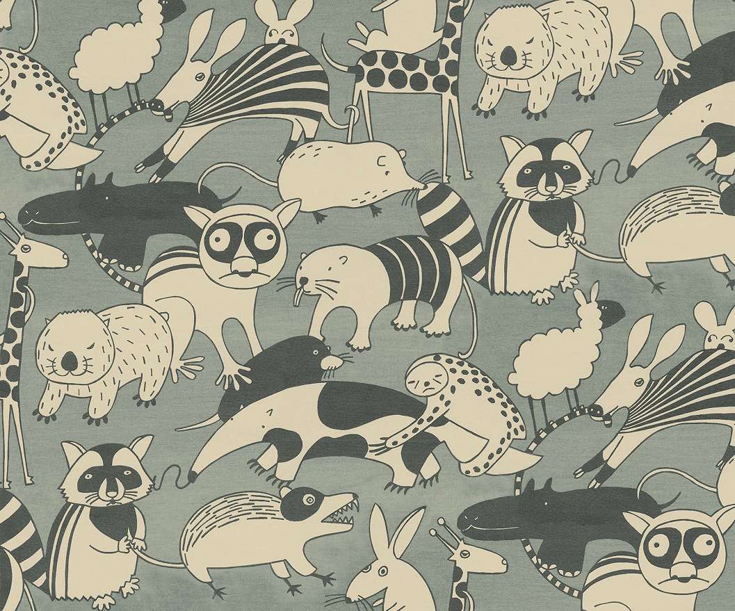 Gyerek poszter tapéta macska zsiráf állatos mintával