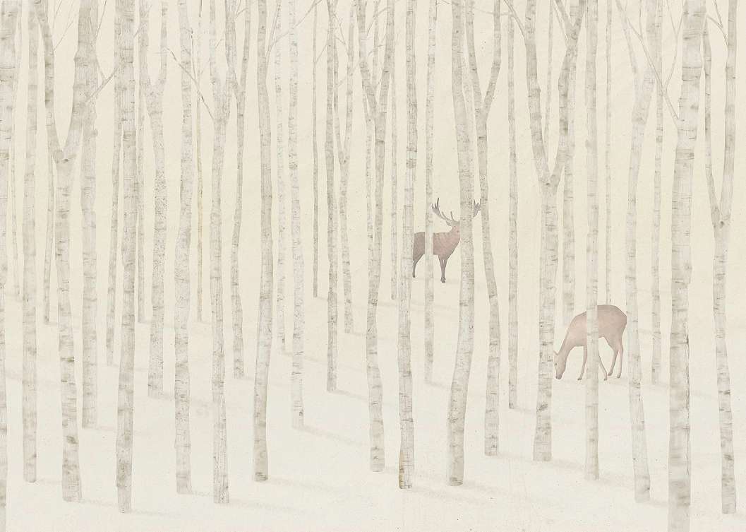 Gyerek posztertapéta szarvas erdő mintával